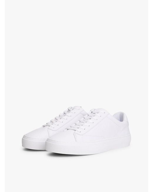 Tommy Hilfiger White Premium Leather Cupsole Trainers for men