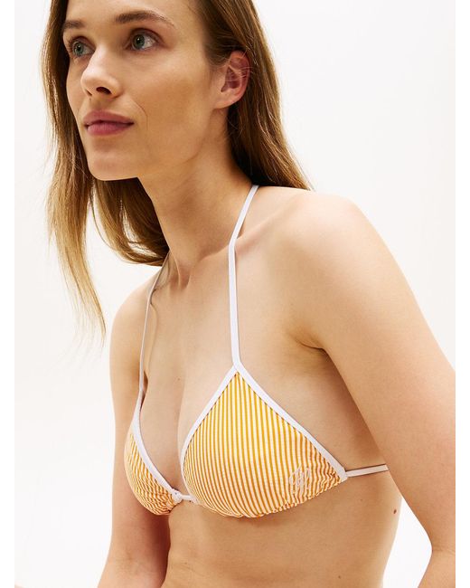 Tommy Hilfiger Natural Essential Seersucker Halterneck Triangle Bikini Top