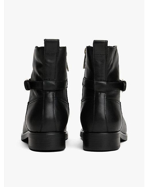 Tommy Hilfiger Leren Laars Met Gesp in het Black