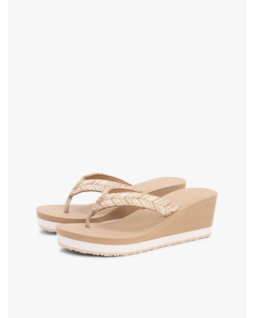 Tommy Hilfiger Natural Rope Strap Wedge Flip-Flops