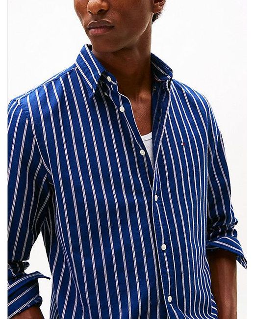 Tommy Hilfiger Regular Fit Oxford Overhemd Met Streep in het Blue voor heren