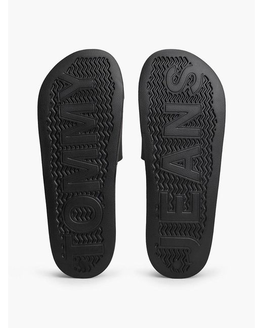 Tommy Hilfiger Black Flag Badge Contoured Pool Slides for men