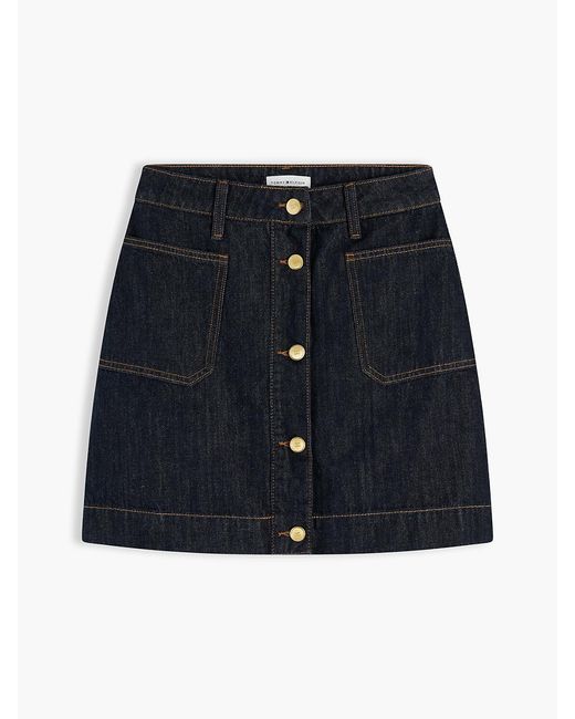 Tommy Hilfiger Black Tone Button Denim Mini Skirt