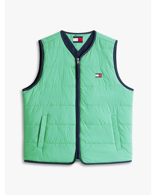 Tommy Hilfiger Green Water Repellent Colour-Blocked Back Logo Gilet for men