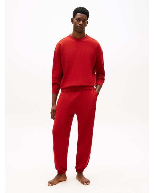 Tommy Hilfiger Red Essential Logo Terry Lounge Track Top for men
