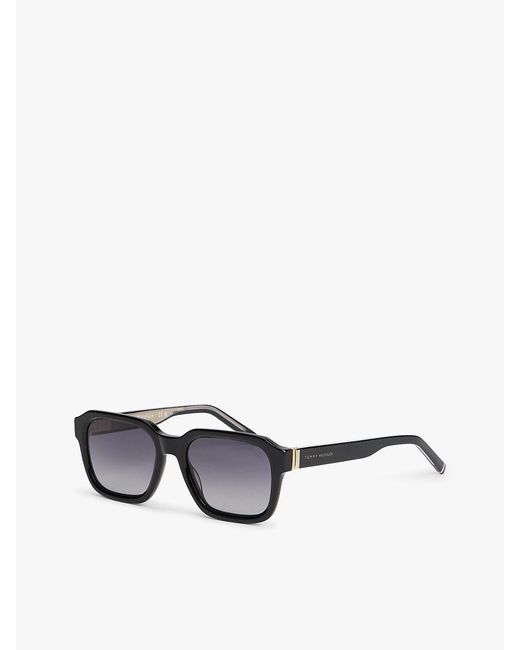 Tommy Hilfiger White Signature Tip Square Sunglasses for men