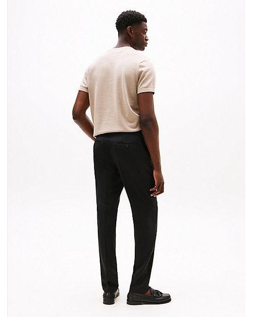 Tommy Hilfiger Pantalon Van Puur Wollen Twill Met Persvouwen in het Black voor heren