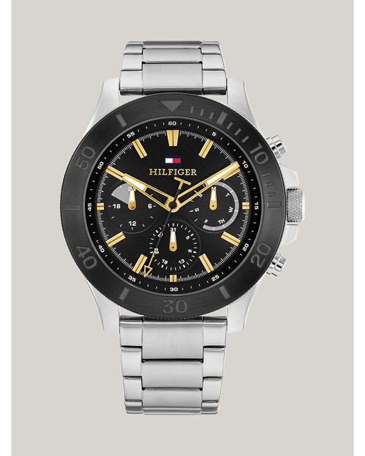 Tommy Hilfiger Gray Black Dial Stainless Steel Sports Watch for men