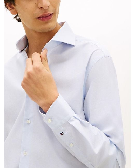 Tommy Hilfiger White New York Label Th Flex Slim Fit Shirt for men