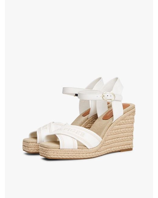 Sandali Espadrillas Con Zeppa di Tommy Hilfiger in Natural