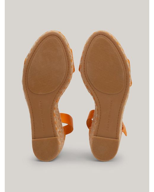 Tommy Hilfiger Orange Satin High Wedge Espadrille Sandals