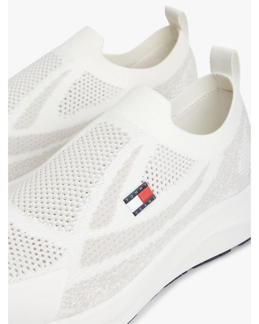 Tommy Hilfiger White Logo Knit Pull-On Trainers for men