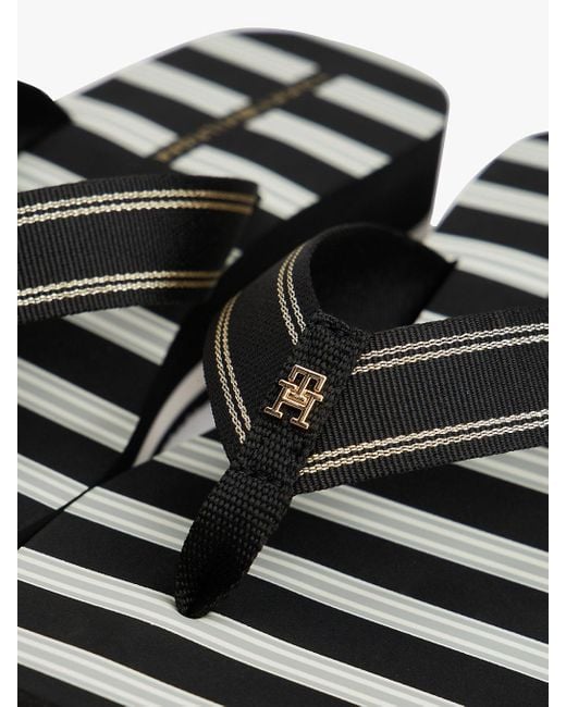 Sandali Infradito Con Plateau E Righe di Tommy Hilfiger in White