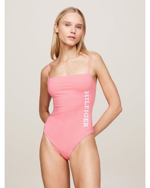 Tommy Hilfiger Pink Hilfiger Monotype One-piece Swimsuit