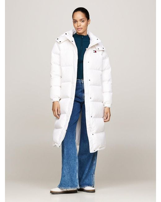 Tommy Hilfiger Blue Down Hooded Longline Alaska Puffer Coat