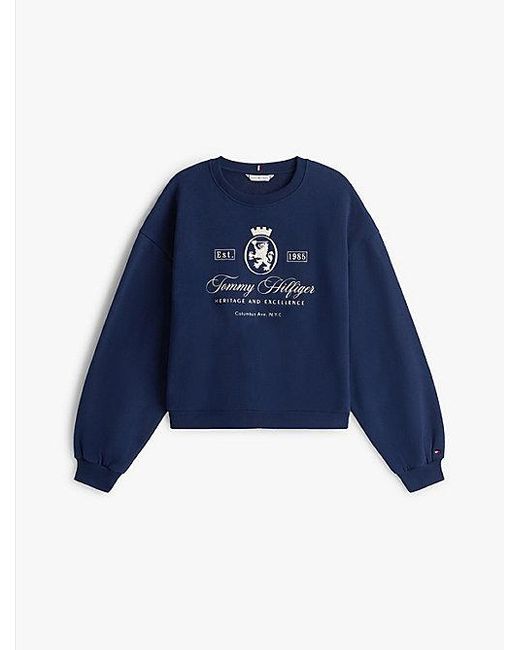 Tommy Hilfiger Relaxed Fit Sweatshirt Met Geborduurd Embleem in het Blue