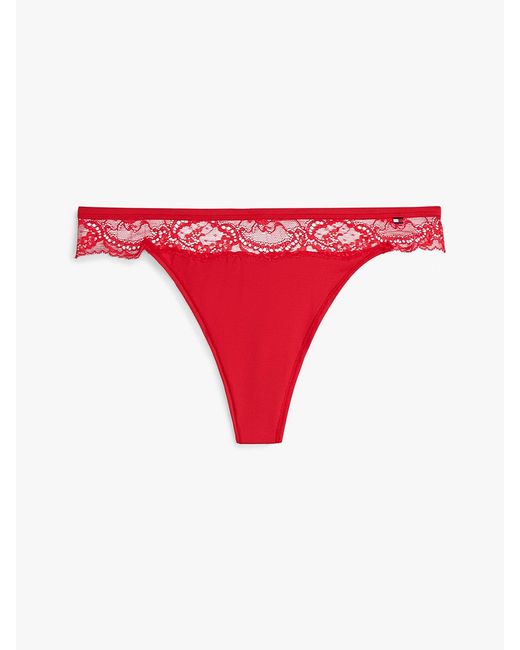 Tommy Hilfiger White Lace Trim Microfibre Thong