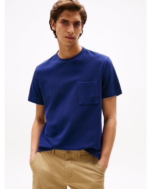 T-Shirt Con Tasca E Monogramma Th di Tommy Hilfiger in Blue da Uomo