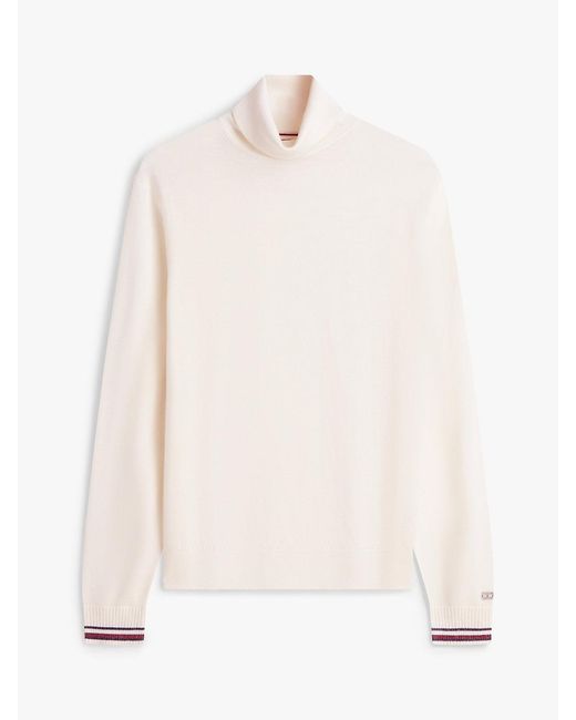 Tommy Hilfiger White Wool Blend Roll Neck Jumper for men