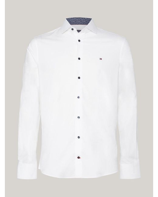 Chemise ajustée à col contrasté Tommy Hilfiger pour homme en coloris Blanc  | Lyst