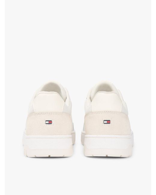 Tommy Hilfiger White Mixed Texture Basketball Trainers With Leather for men