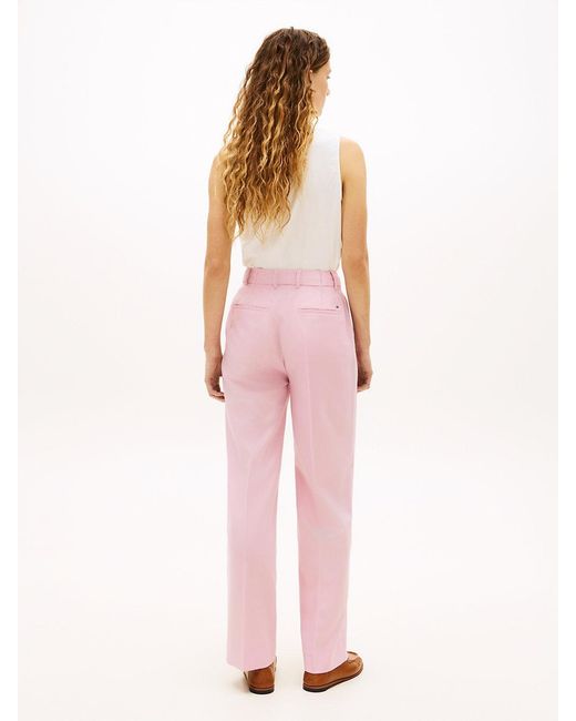 Tommy Hilfiger Pink Timeless Pleated Relaxed Straight Leg Trousers