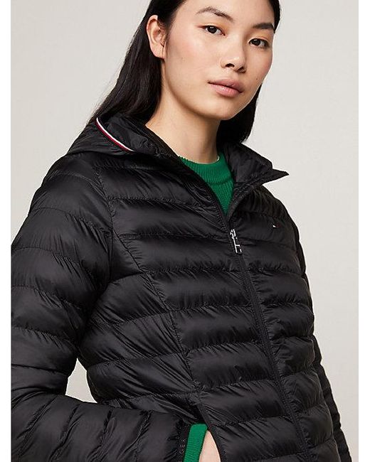 Chaqueta De Plumas Con Capucha Y Cremallera Tommy Hilfiger de color Black