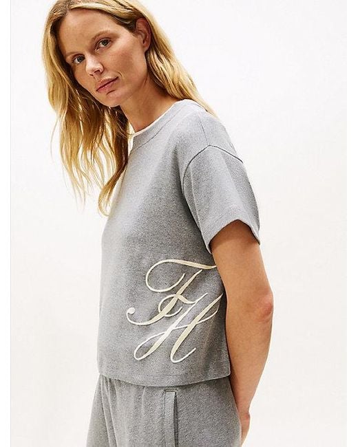 Camiseta De Corte Amplio Con Logo Tommy Hilfiger de color Gray