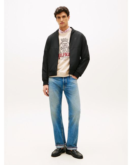 Tommy Hilfiger Black Water Resistant Tonal Logo Bomber Jacket for men