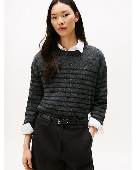 Tommy Hilfiger Relaxed Fit Trui Van Zachte Wol in het Black