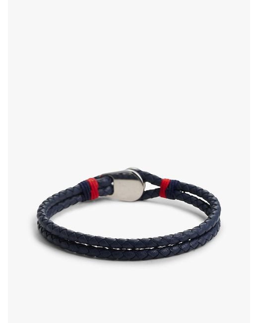 Tommy Hilfiger Blue Plated Nautical Charm Leather Bracelet for men