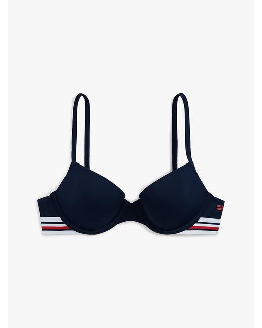 Tommy Hilfiger Blue Global Stripe Push-Up Bikini Top