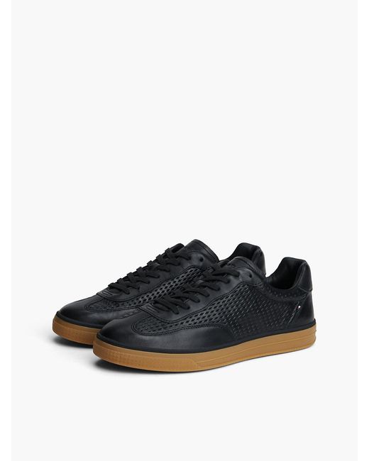 Tommy Hilfiger Blue Luxe Cutout Leather Trainers for men