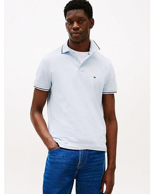 Tommy Hilfiger Slim Fit Polo Met Contrasterende Strepen in het White voor heren