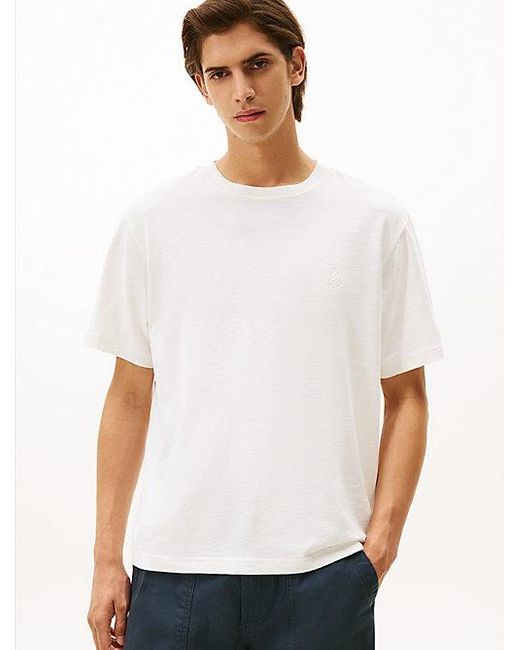 Tommy Hilfiger Varsity T-Shirt Mit Struktur Und Wappen in White für Herren