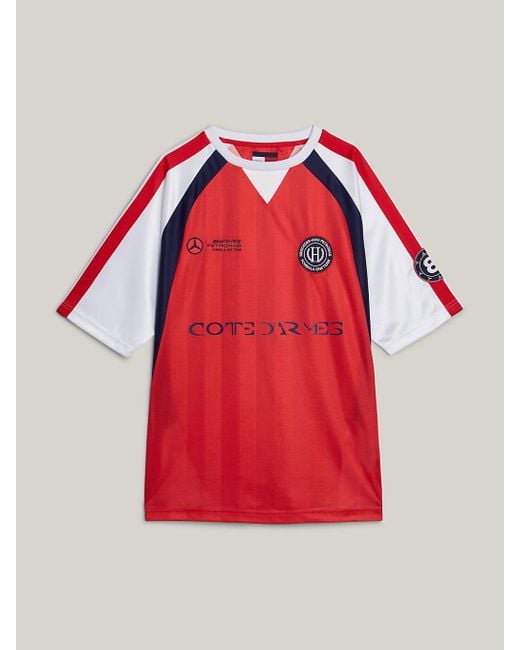 Tommy Hilfiger Red Tommy X Mercedes F1 X Cr Back Logo Football T-shirt for men