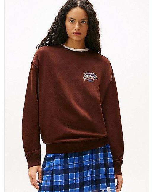 Sudadera Amplia De Felpa Con Logo Gráfico Tommy Hilfiger de color Brown