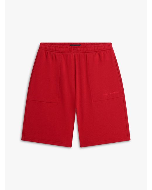 Tommy Hilfiger Red Essential Logo Terry Lounge Shorts for men