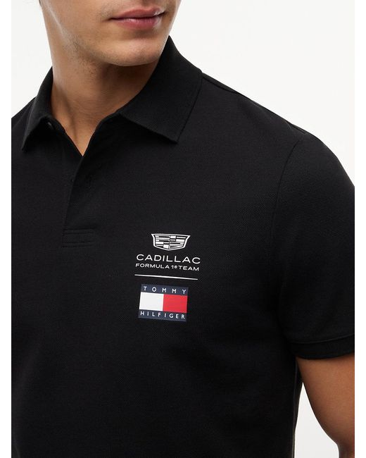 Tommy Hilfiger Black Th X Cadillac Formula 1® Team Logo Polo Shirt for men