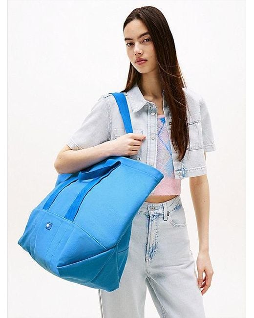 Tommy Hilfiger Blue Tote-Bag Aus Canvas Mit Gleichfarbigem Logo