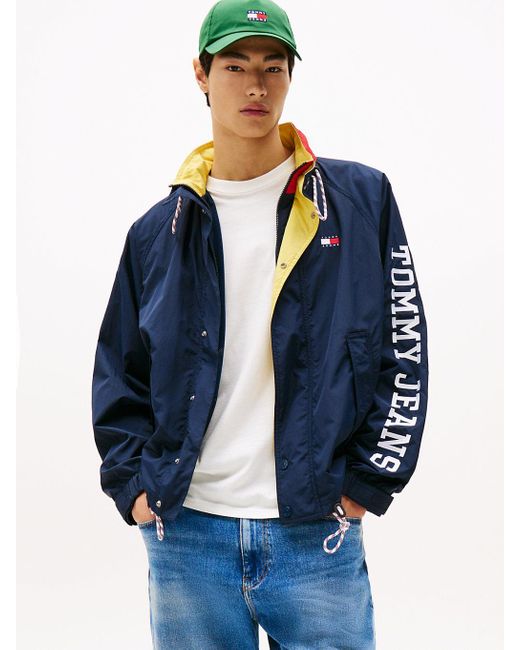Tommy Hilfiger Blue Logo Colour-blocked Relaxed Jacket for men