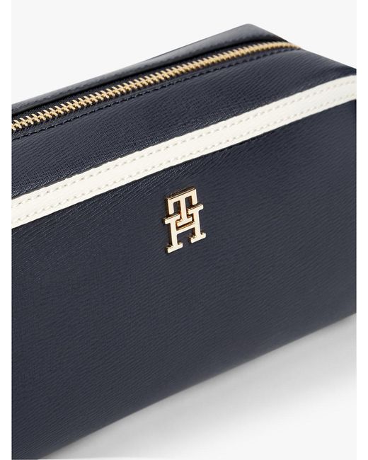 Tommy Hilfiger Blue Colour-blocked Th Monogram Crossbody Camera Bag