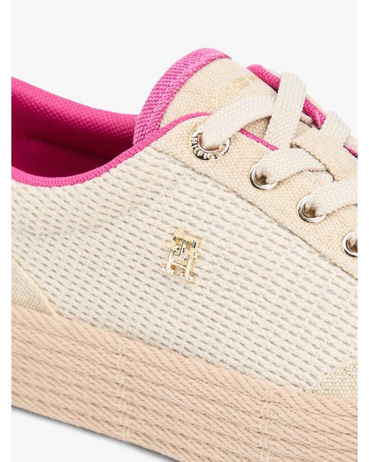 Tommy Hilfiger Pink Th Monogram Canvas Rope Platform Trainers