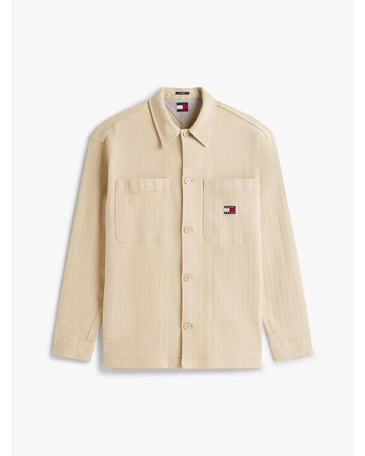 Tommy Hilfiger Natural Oversized Fit Herringbone Twill Overshirt for men