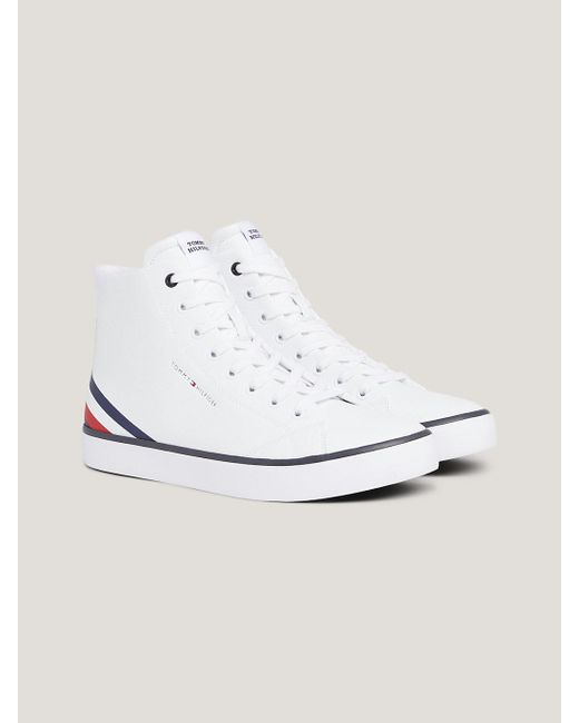 Tommy Hilfiger Lace up High top Trainers in White for Men Lyst UK