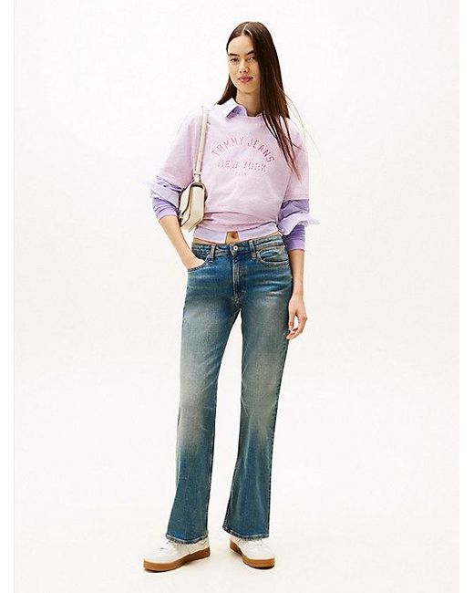Tommy Hilfiger Medium Rise Bootcut Jeans Met Fading in het Blue