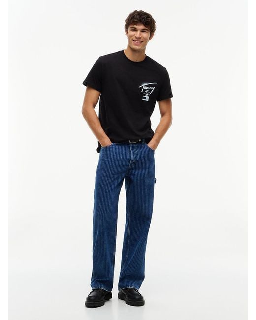 Tommy Hilfiger Black Signature Back Logo Jersey T-Shirt for men