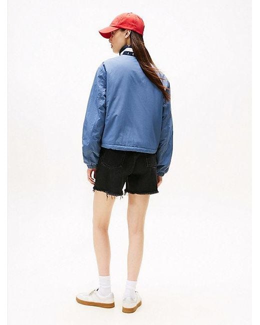 Tommy Hilfiger Relaxed Fit Gewatteerd Jack Met Logokraag in het Blue