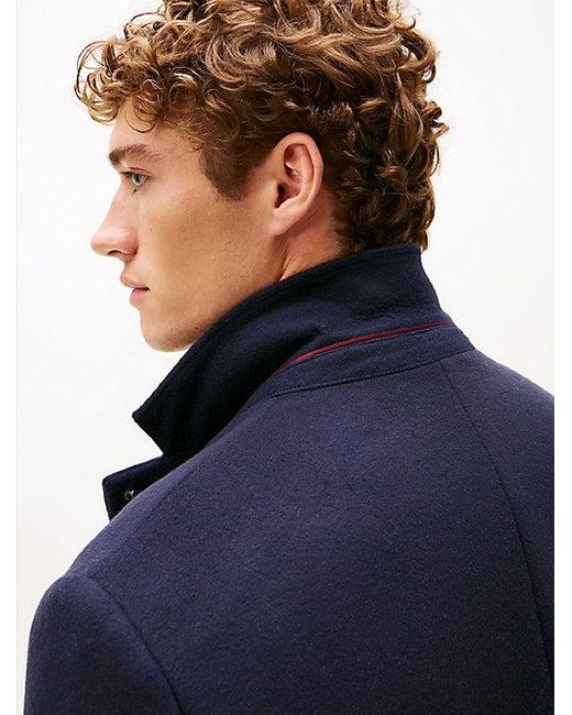 Tommy Hilfiger Smart Casual Single-Breasted Jas Van Wolmix in het Blue voor heren