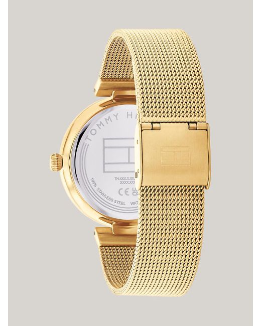 Tommy Hilfiger Metallic Gold-plated Stainless Steel Mesh Bracelet Watch